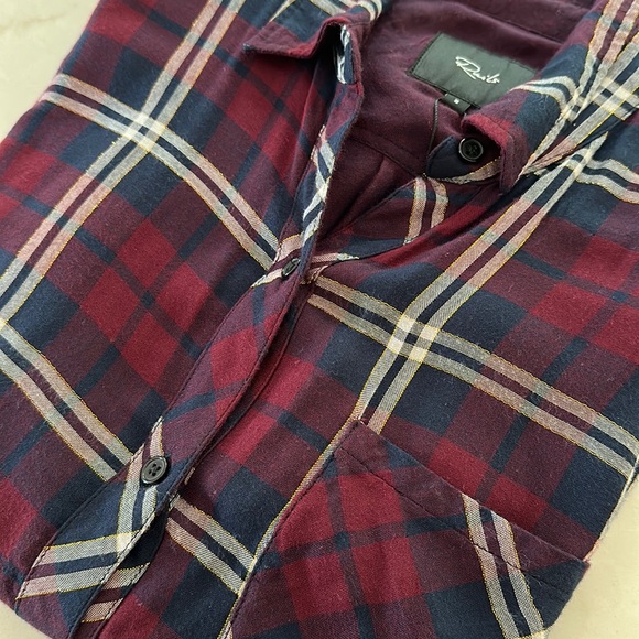 NEW - RAILS Hunter Plaid Flannel Gemini Shirt in Cranberry Honey Lurex - Picture 10 of 11
